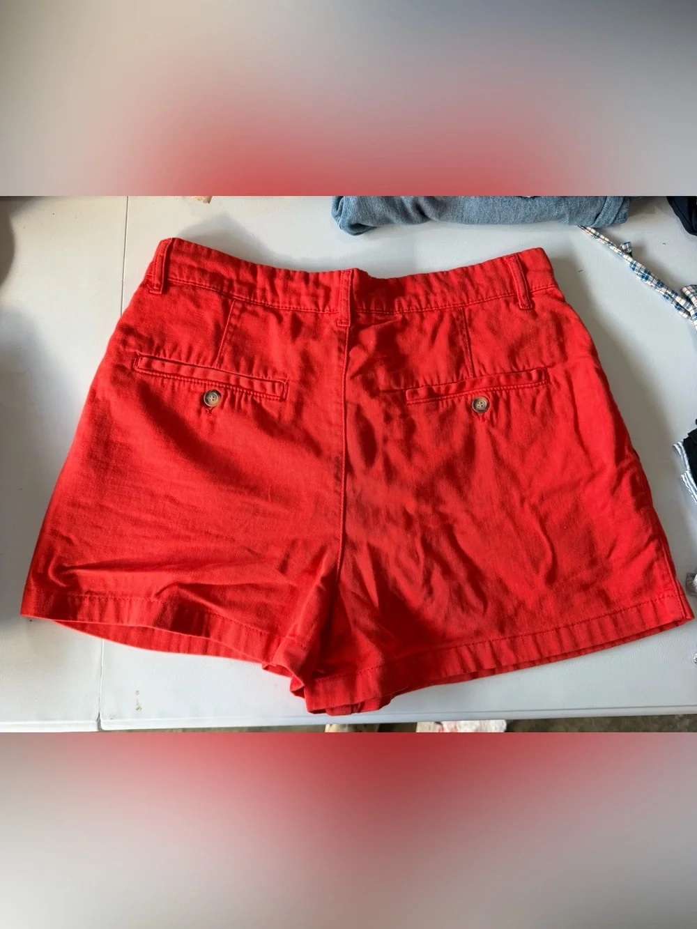 Free People Red Button-Front Casual Shorts